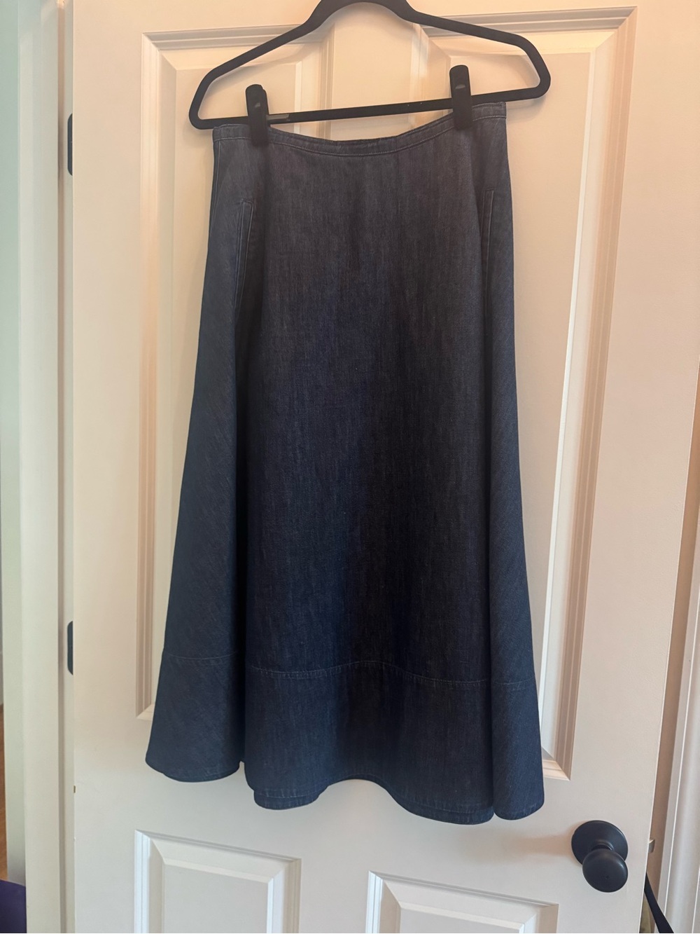 Tibi Classic Dark Blue A-Line Denim Skirt